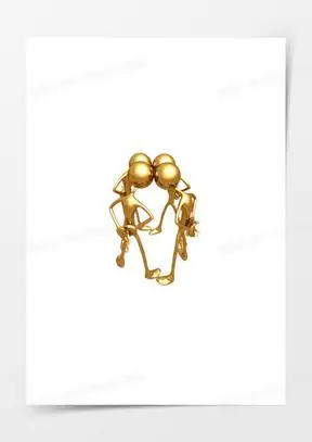 4个在思考的小金人ppt元素