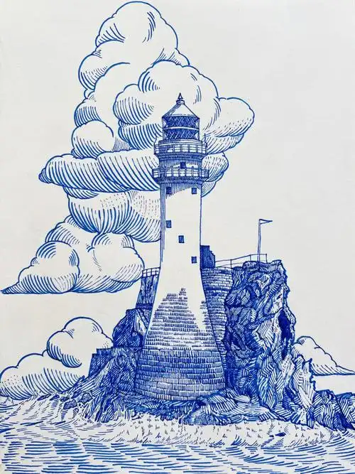 钢笔画灯塔练习7773笔记