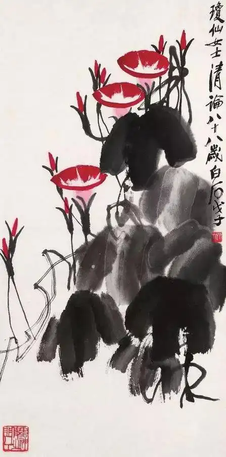 即使明末以大写意墨笔花卉闻名的青藤,白阳,乃至近代的吴昌硕,其传世