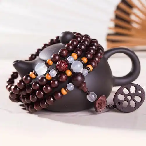 小叶紫檀108颗手串男女佛珠配饰手链项链文玩血檀香木金星老料