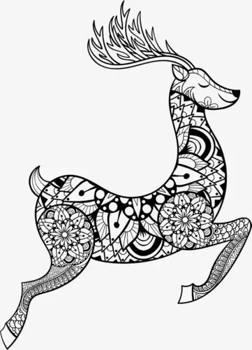 手绘线稿动物麋鹿