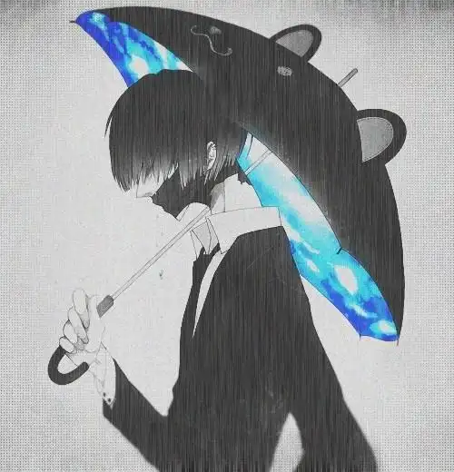 下雨撑伞场景唯美动漫图片素材