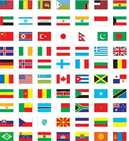 100个国家的各国旗矢量图