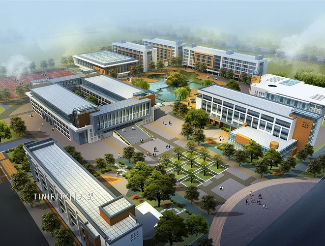 天斐效果图建筑外观学校