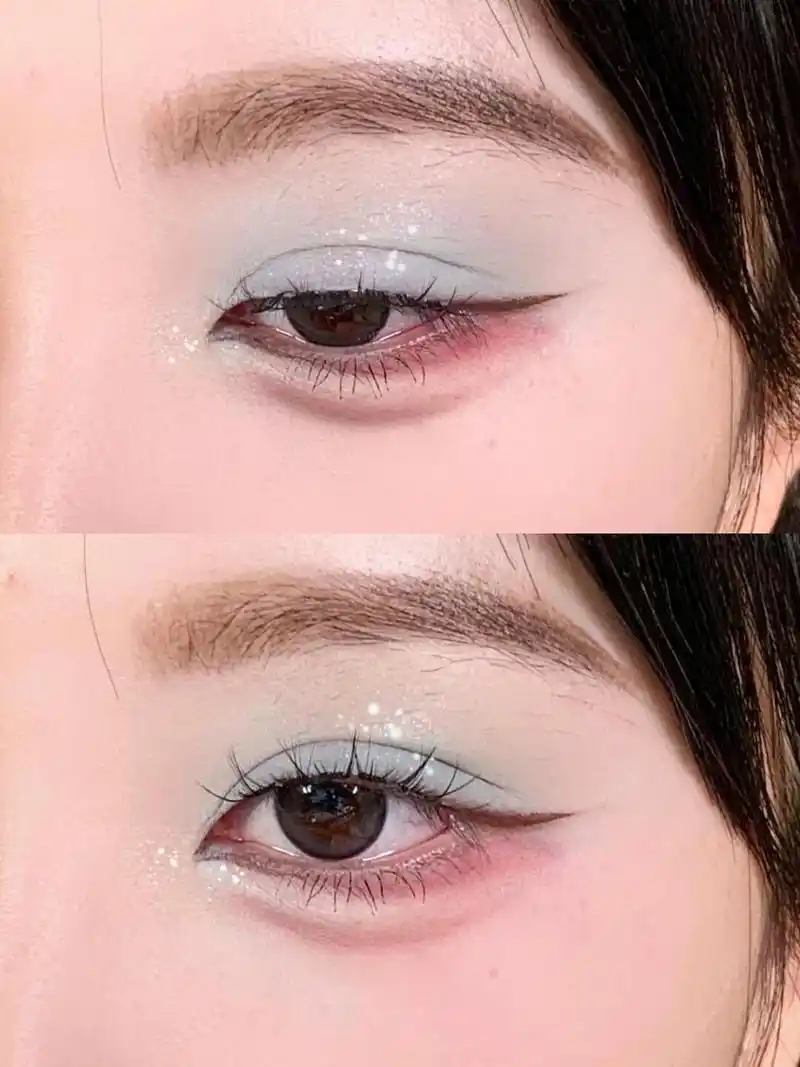 鞠婧祎冰蓝色碎钻眼妆!02精灵感好美! 小鞠这个眼妆真的太清透了!