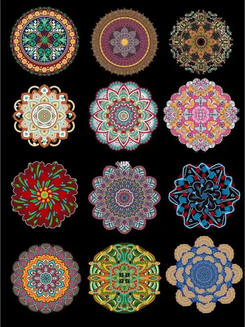 敦煌藻井纹样|民族风古典花纹png免扣