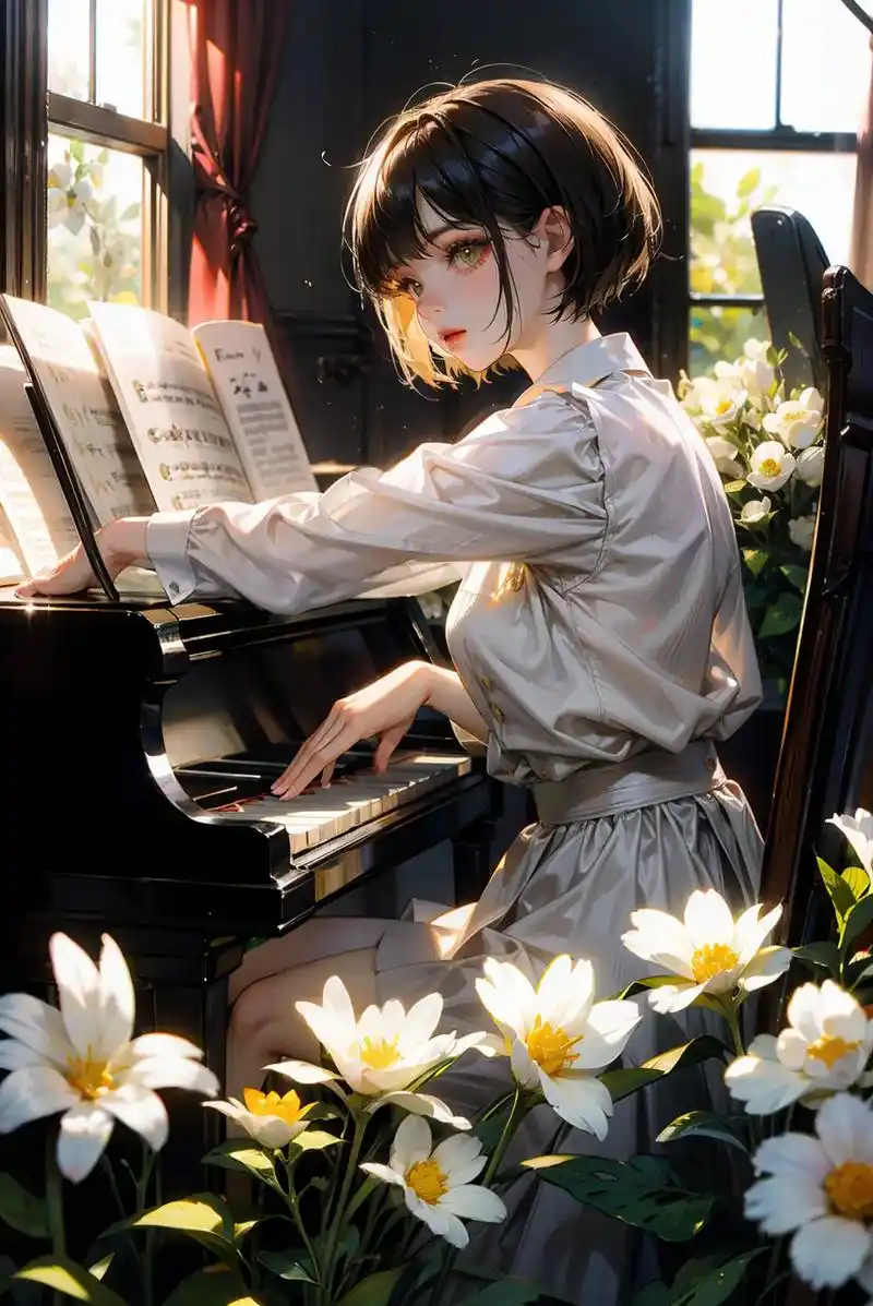 弹钢琴的少女.#二次元 #动漫 #这也太好看了 #美出高级感 - 抖音