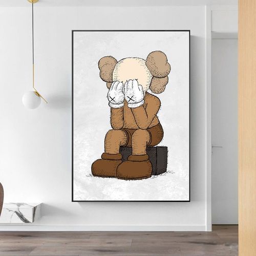 卡通动漫暴力熊钻石画新款满钻卧室玄关竖版kaws捂脸公仔钻石绣5d