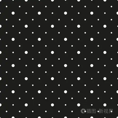 无缝的几何图案与黑色背景上的白色圆点网格.矢量图