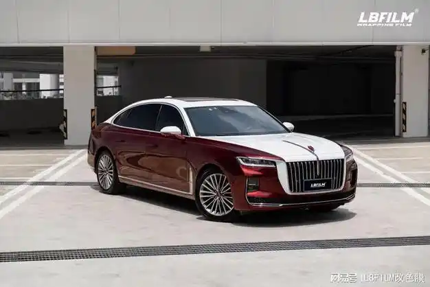 红旗h9lbfilm液态金属龙血红双拼超亮阿尔卑斯白改色膜