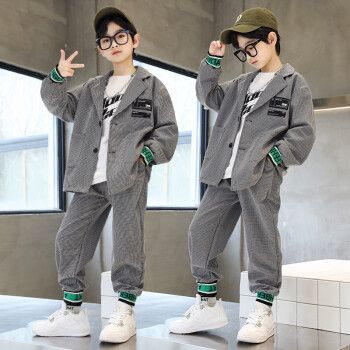 拉夏贝尔童装男童秋装套装6年新款中大儿童男孩春秋季洋气西装两件套5