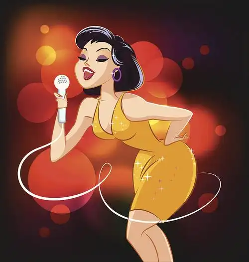 美女 话筒插画_美女 话筒手绘插画设计网