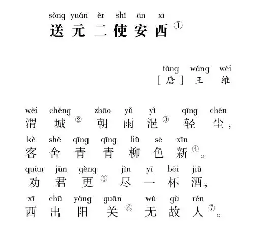 小学生必背古诗词80首-13.送元二使安西--王维