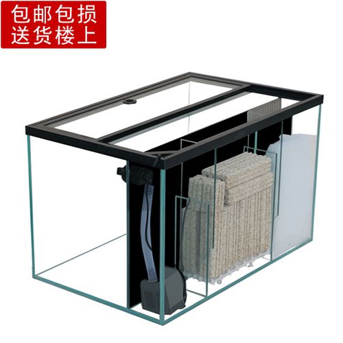 鱼缸鑫品水族背滤缸侧滤定制金晶超白缸过滤换水桌面缸