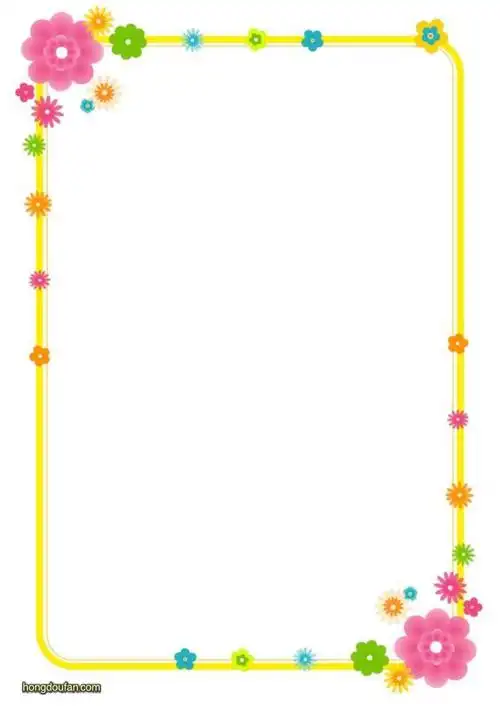 带有小花朵的黄色边框空白纸张背景图片下载