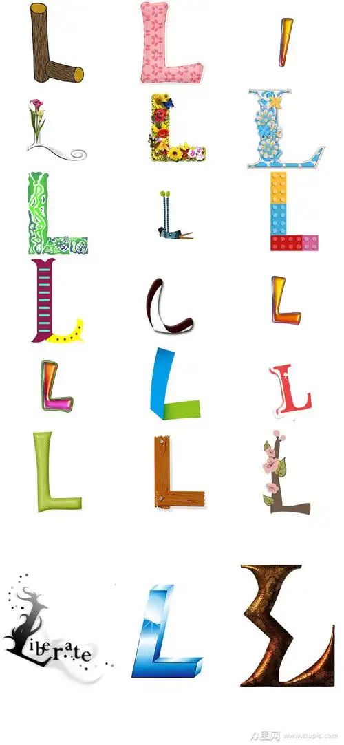 可爱卡通英文字母l素材