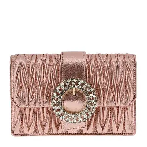 缪缪/miumiu 18年秋冬 褶皱 水钻 女包 女性 粉色 斜挎包 5mv204 n88