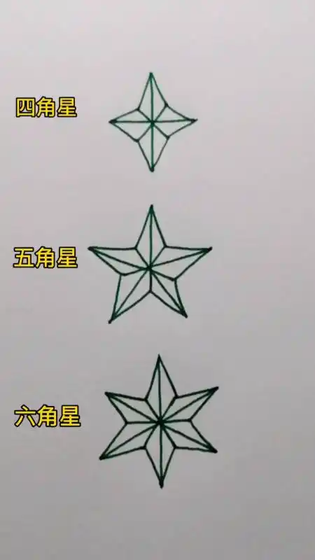 画画原来如此简单#教你画四角星,五角星和六角星,你学废了吗?-度小视