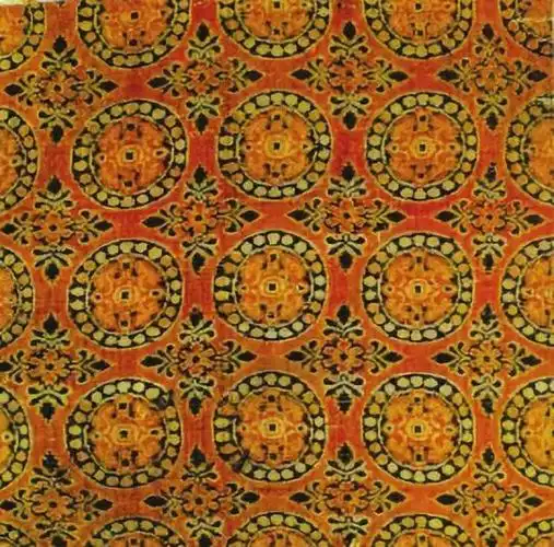 唐代联珠团花纹锦