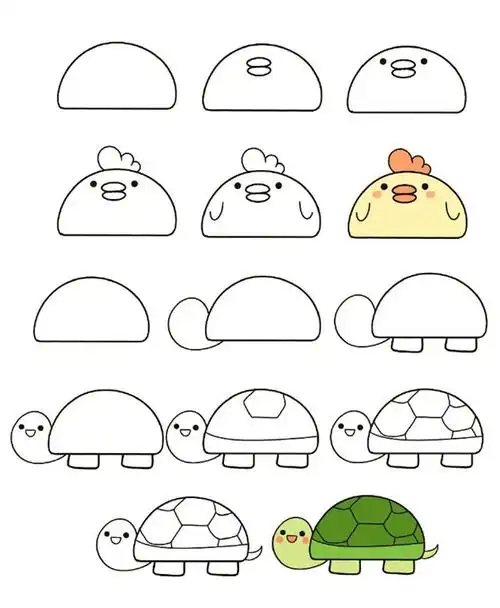 椭圆形也可以画出可爱的动物.