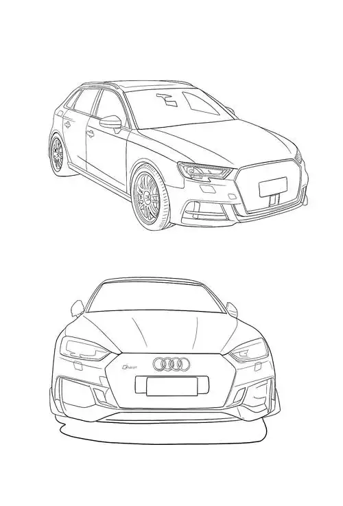 汽车手绘 奥迪rs5 s3|插画|创作习作|拿画笔的ape - 原创作品 - 站酷