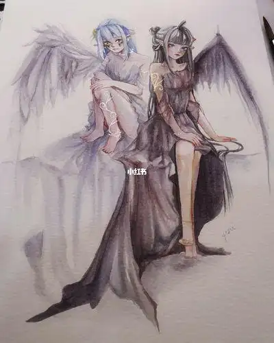 天使与恶魔简笔画天使与恶魔简笔画各一半