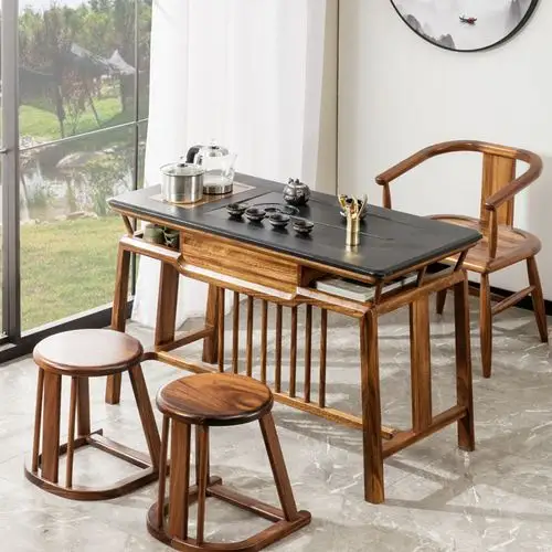 阳台茶桌桌椅组合合新中式功夫茶实木胡桃木简约茶几