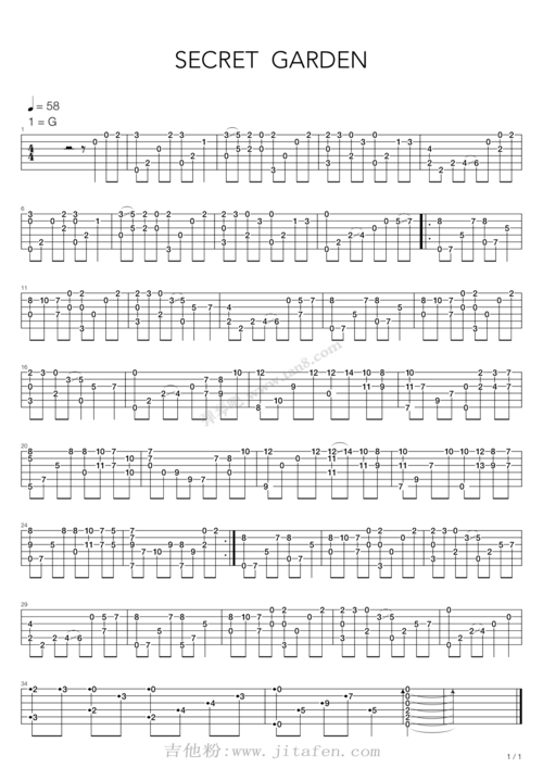 song from a secret garden(神秘园之歌) 吉他谱