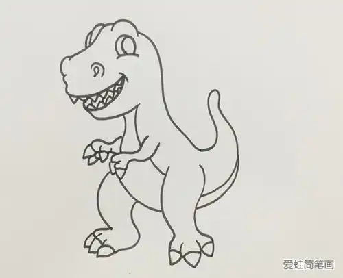 简笔霸王龙画法_恐龙-简笔画大全