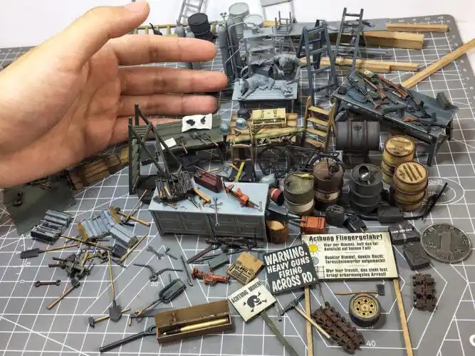 二战德军武器单兵装备模型涂装场景制作