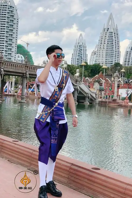 傣王妃服饰泰国服装傣族泼水节盛装男套装休闲修身夏季短袖帅气