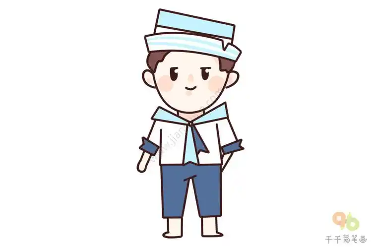 小男孩的水手服饰简笔画