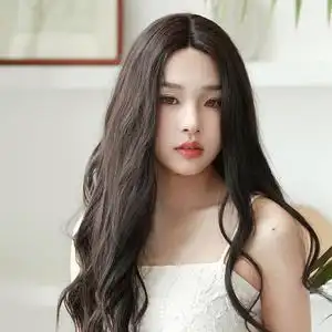 sassydandy时尚透气前蕾丝黑色长卷发中分假发女全头套日常自然