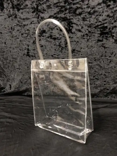 pvc透明小手提袋定制logo新款网红塑料奶茶袋 小物件礼品化妆品袋好不