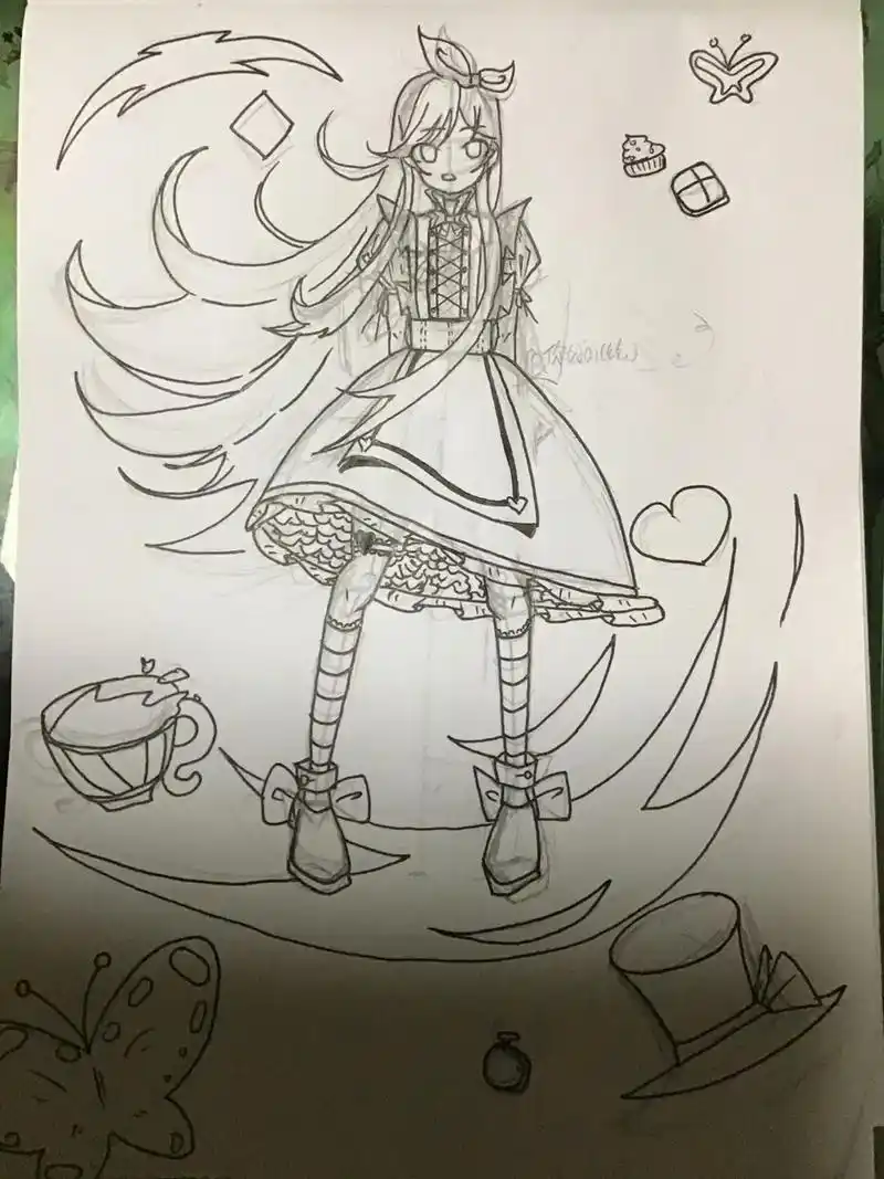 还是不会上色#画画 #手绘 #原创 #爱丽丝梦游仙境#流量 - 抖音