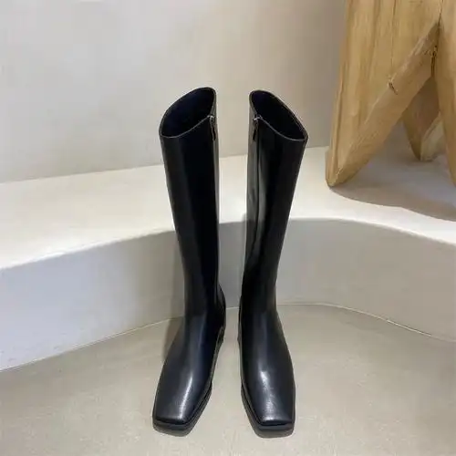 骑士靴女长筒2021秋季新款皮靴粗跟军靴马靴时装靴