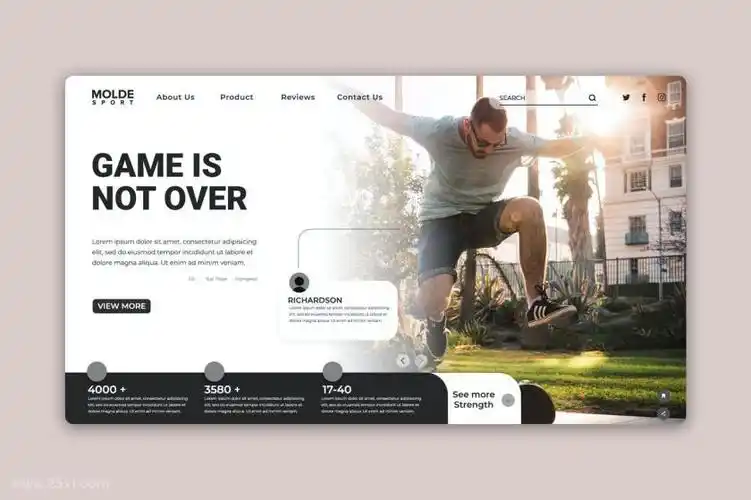 时尚简约的运动与健康主题网站头部页面设计模板