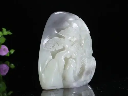 和田玉白玉松下老人摆件529g 【雅德珠宝】