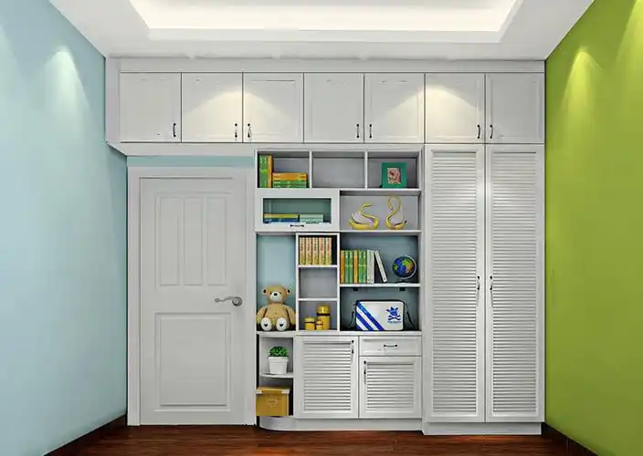 简约书柜衣柜组合图片 色彩单不失华丽