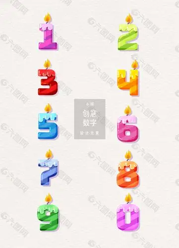创意生日蜡烛数字设计矢量素材