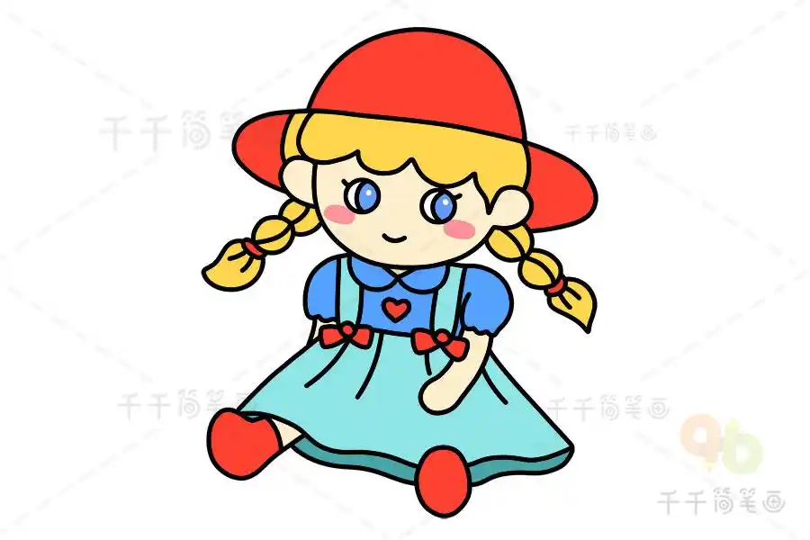 萌萌的洋娃娃简笔画