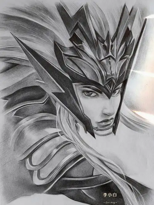 手绘马超神威素描