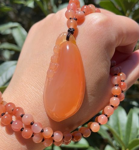 kk宝钰天然黄龙玉小黑山胭脂红冰种福瓜吊坠毛衣链挂件证书新