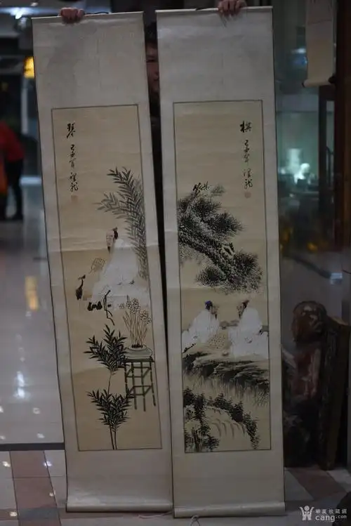 萧泽龙琴棋书画四条屏_地摊交易_华夏收藏网