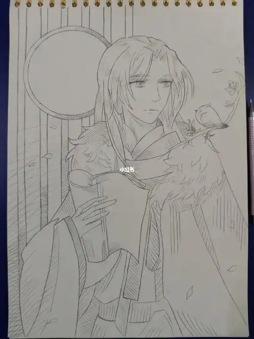 工具是八开素描本,一支樱花0.5自动铅笔,一支派通0.