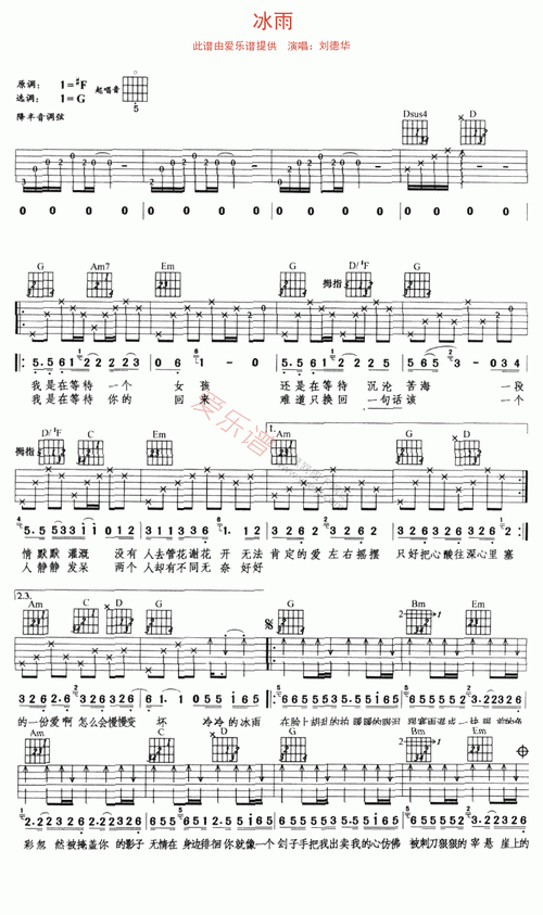 刘德华《冰雨》 吉他谱