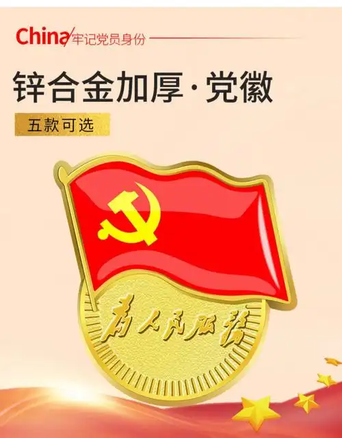 党徽胸针磁铁别针磁吸挂件吸铁石强磁徽章党员胸章 加厚党徽/小磁扣款