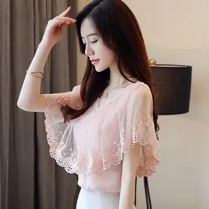 2022年新款女装春夏季雪纺衬衫短袖很仙上衣时尚洋气小衫甜美超仙
