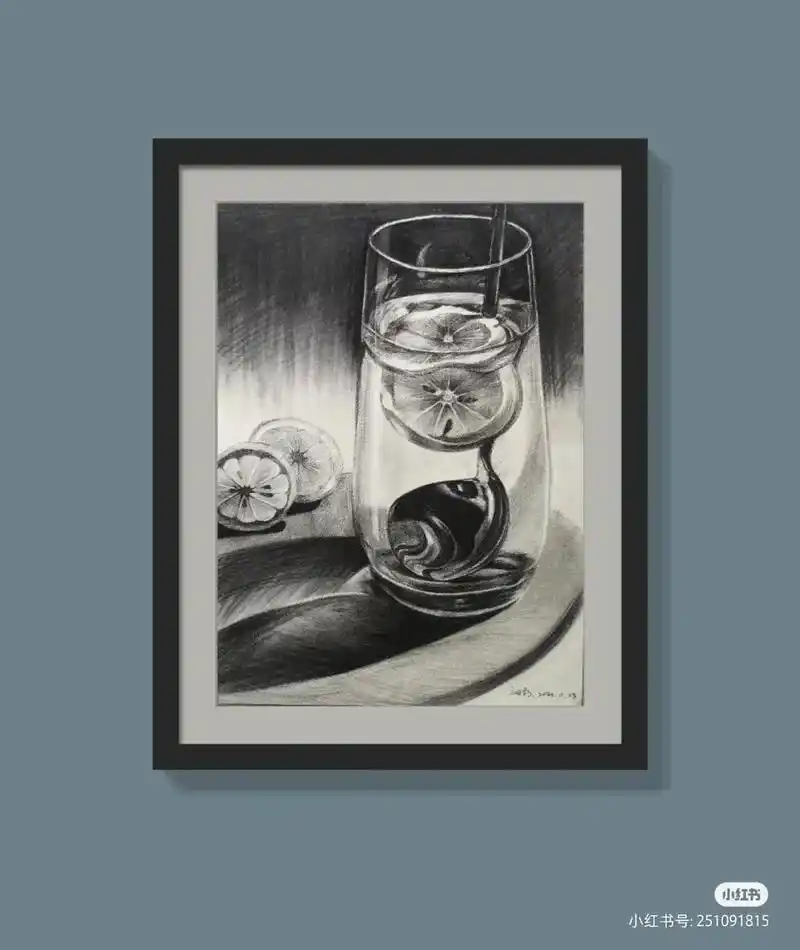 素描玻璃杯素描静物
