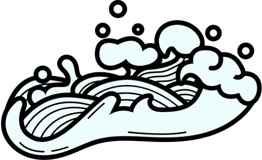 浪花单色带描边描边插画